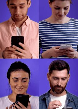 firmantes acaban de firmar documento en celular fondo morado con cincel suite de firma digital